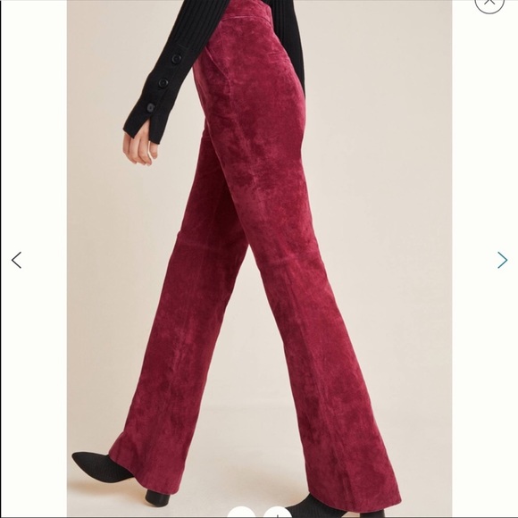 Anthropologie Burgundy Carson Suede Trouser Pants - Picture 5 of 6